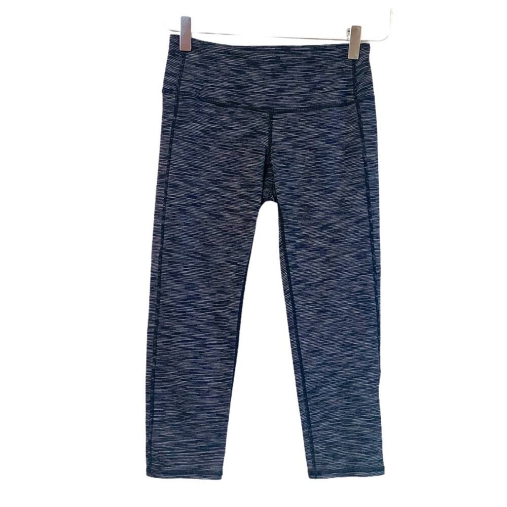 Athleta Leggings High Waist Wide Band Crop Black Gray Heather Women's Size XS